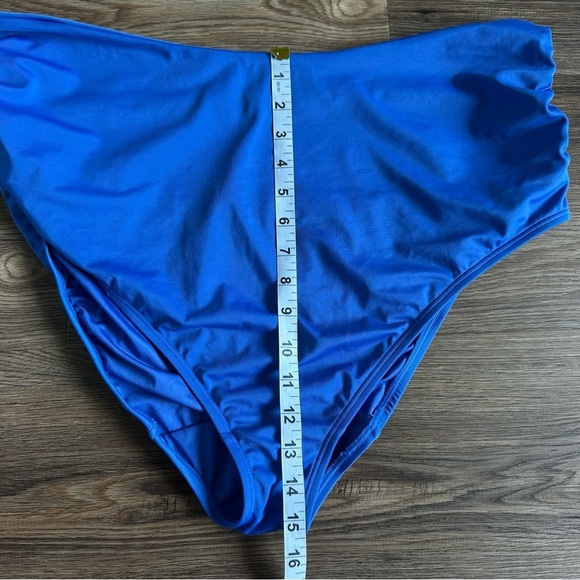 Swim By Cacique Womens High Rise Swimsuit Bikini Bottoms Size 20 Blue Ruched‎ - Picture 9 of 10